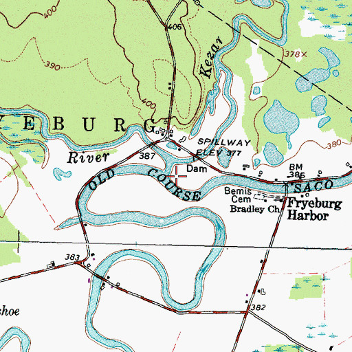 Topographic Map of Charles River, ME