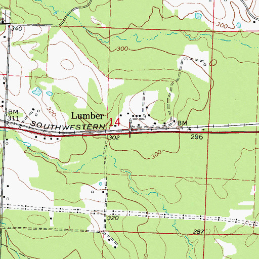 Topographic Map of Lumber, AR