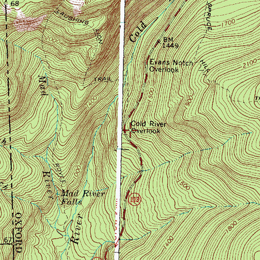 Topographic Map of Cold River Overlook, ME