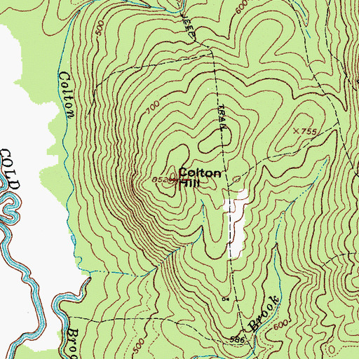 Topographic Map of Colton Hill, ME