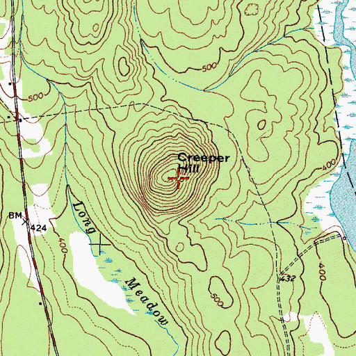 Topographic Map of Creeper Hill, ME