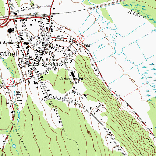 Topographic Map of Crescent Park Elementary School, ME