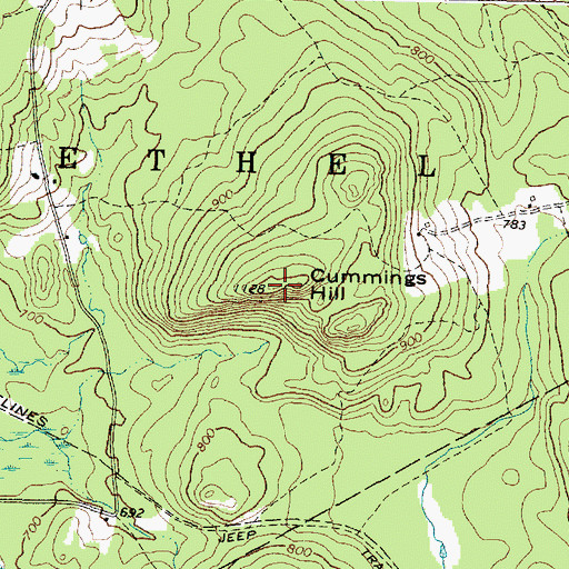Topographic Map of Cummings Hill, ME