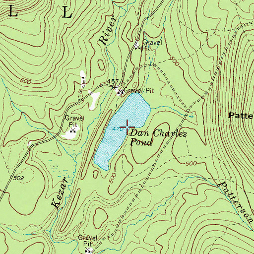 Topographic Map of Dan Charles Pond, ME