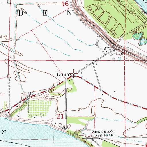 Topographic Map of Luna, AR