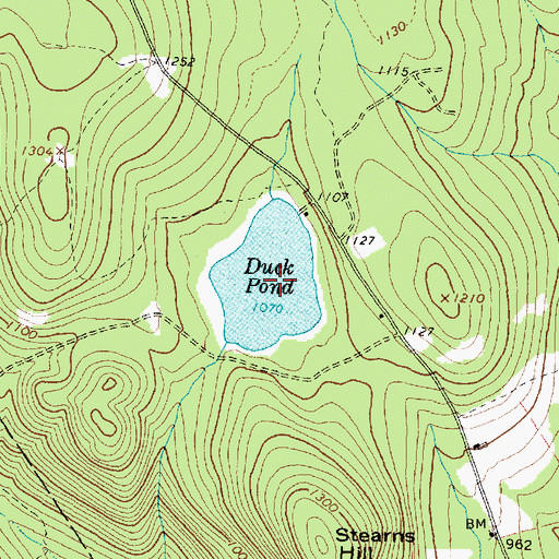Topographic Map of Duck Pond, ME