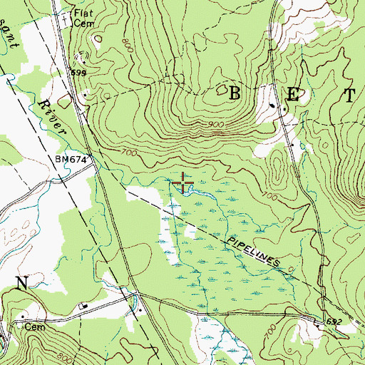 Topographic Map of East Branch Pleasant River, ME