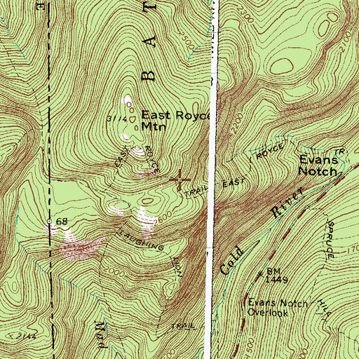 Topographic Map of East Royce Trail, ME