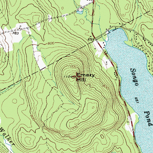 Topographic Map of Emery Hill, ME
