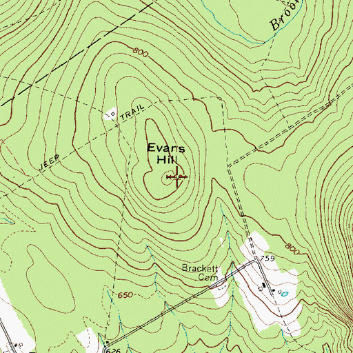 Topographic Map of Evans Hill, ME