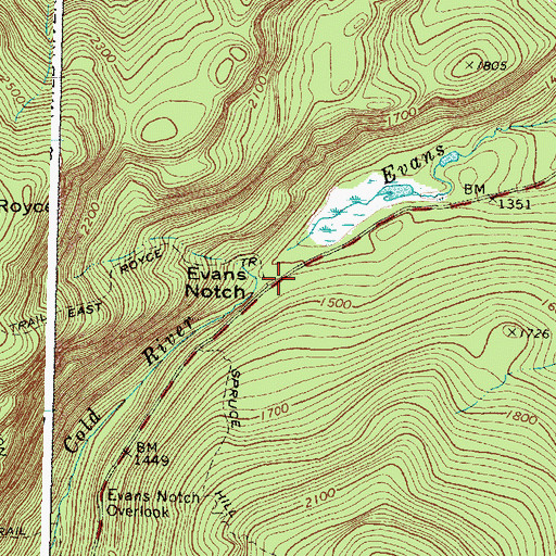 Topographic Map of Evans Notch, ME