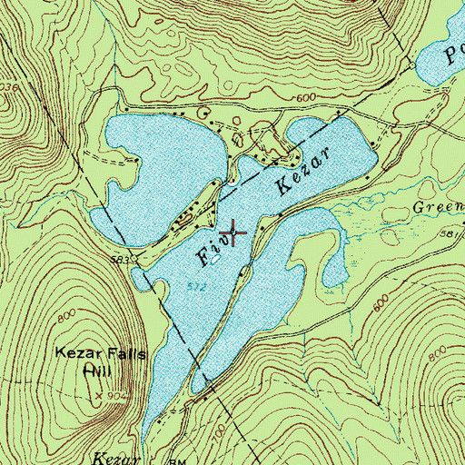Topographic Map of Five Kezar Ponds, ME