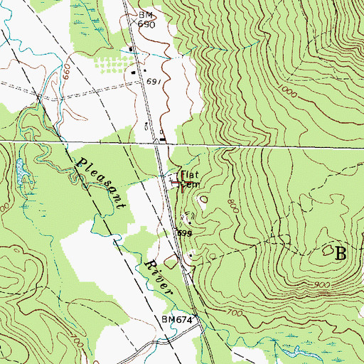 Topographic Map of Flat Cemetery, ME