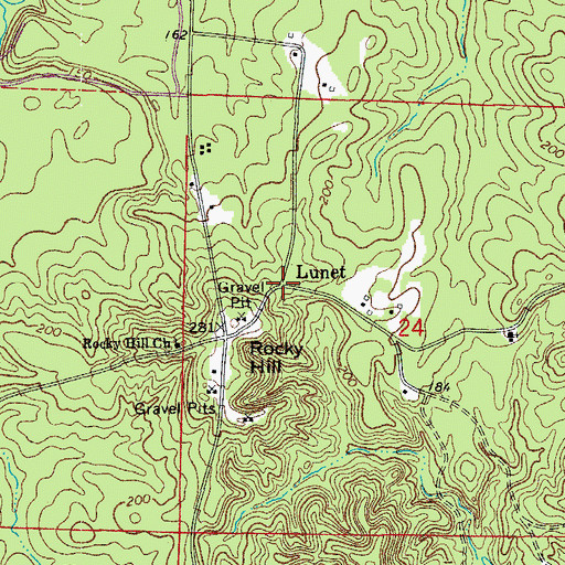 Topographic Map of Lunet, AR