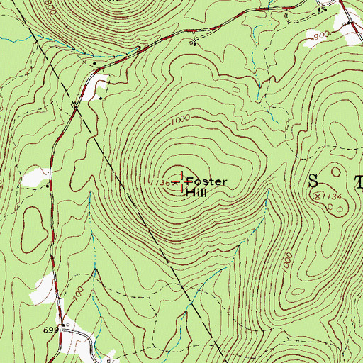 Topographic Map of Foster Hill, ME