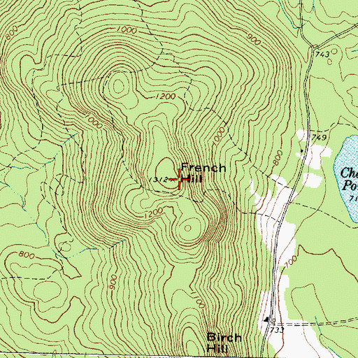 Topographic Map of French Hill, ME