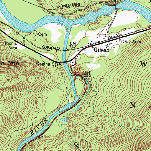Topographic Map of Gammon Brook, ME