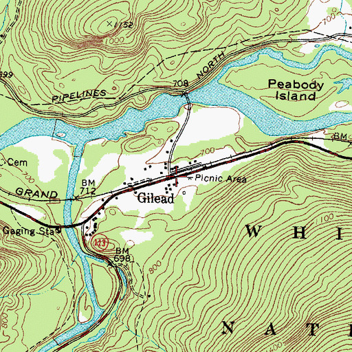 Topographic Map of Gilead, ME
