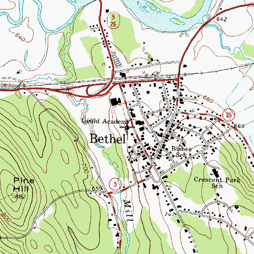 Topographic Map of Gould Academy, ME