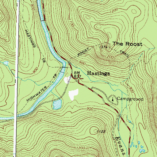 Topographic Map of Hastings, ME