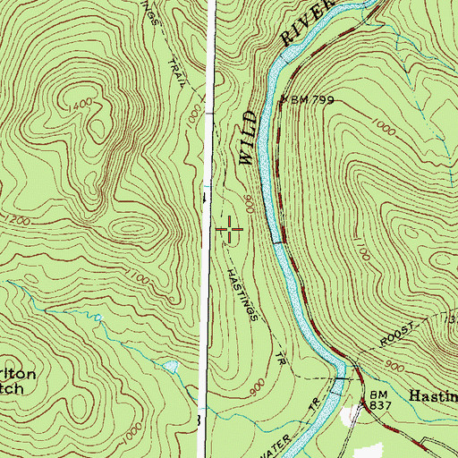 Topographic Map of Hastings Trail, ME