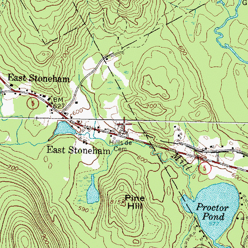 Topographic Map of Hillside Cemetery, ME