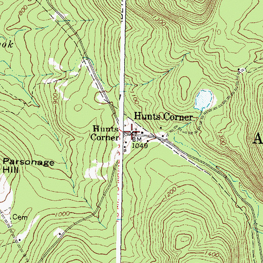Topographic Map of Hunts Corner, ME