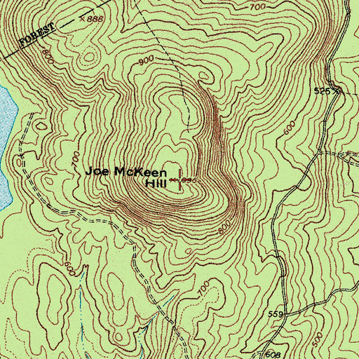 Topographic Map of Joe McKeen Hill, ME