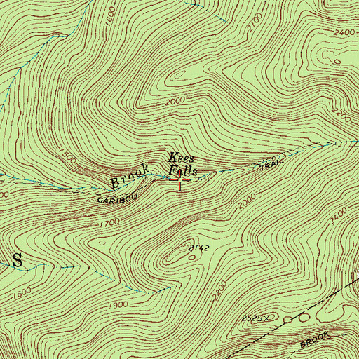 Topographic Map of Kees Falls, ME