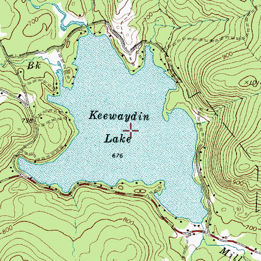 Topographic Map of Keewaydin Lake, ME