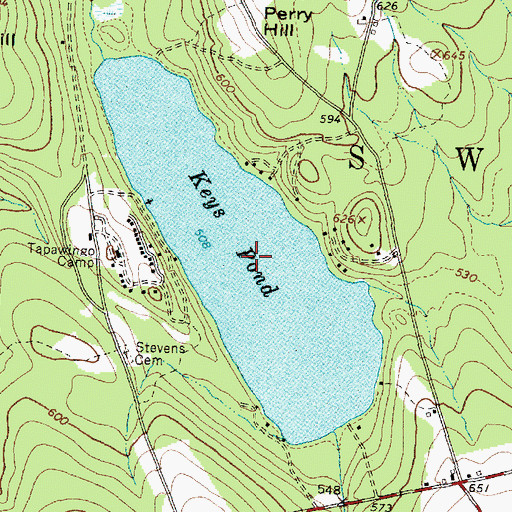 Topographic Map of Keyes Pond, ME