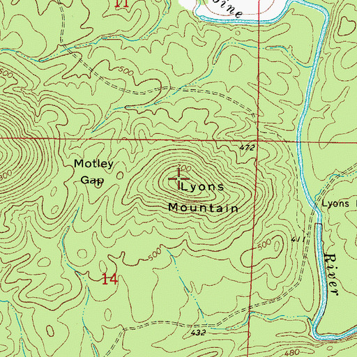 Topographic Map of Lyons Mountain, AR