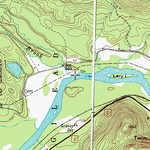 Topographic Map of Lary Brook, ME