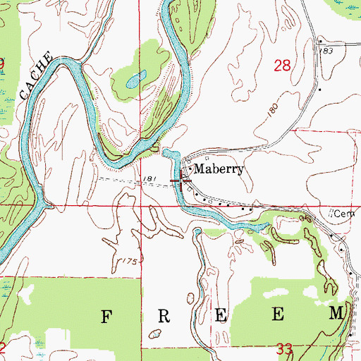 Topographic Map of Maberry, AR