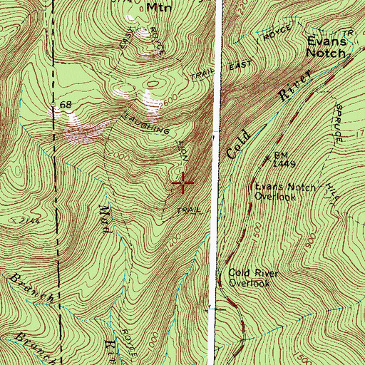 Topographic Map of Laughing Lion Trail, ME