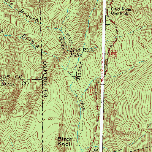 Topographic Map of Mad River, ME