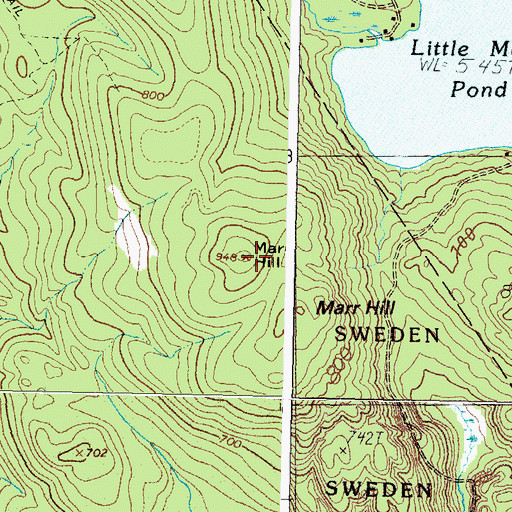 Topographic Map of Marr Hill, ME