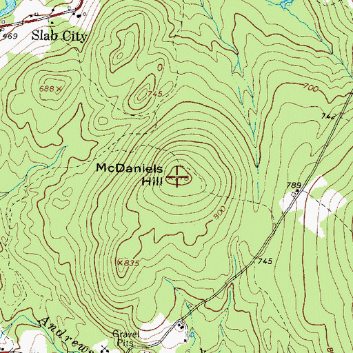 Topographic Map of McDaniels Hill, ME