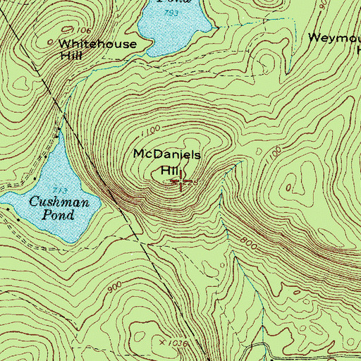 Topographic Map of McDaniels Hill, ME