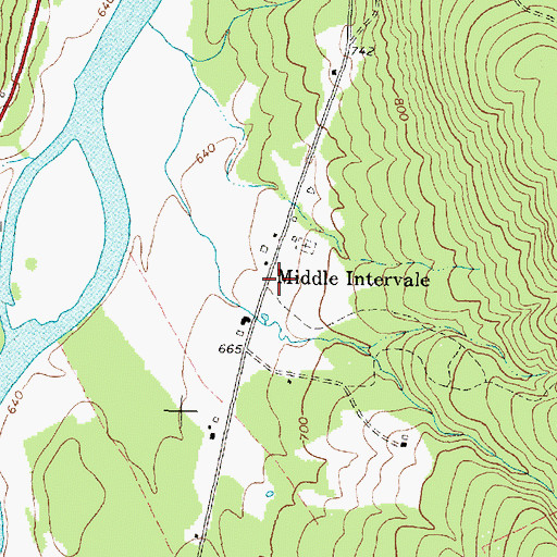 Topographic Map of Middle Intervale, ME