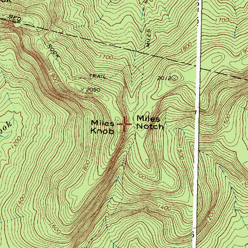 Topographic Map of Miles Knob, ME