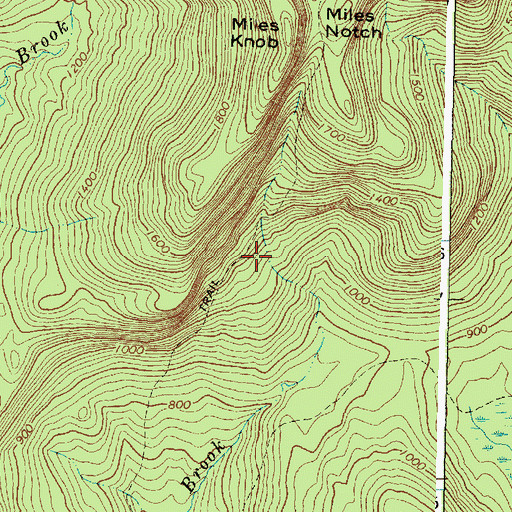 Topographic Map of Miles Notch Trail, ME