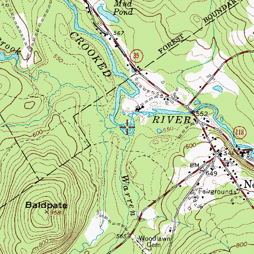 Topographic Map of Mill Brook, ME