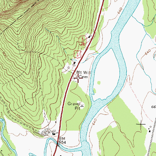 Topographic Map of Mount Will Cemetery, ME