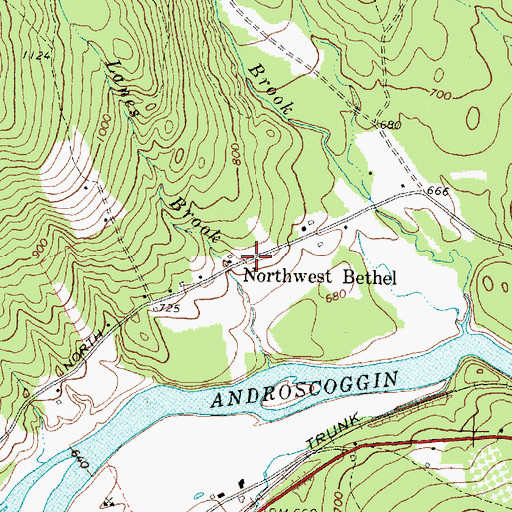 Topographic Map of Northwest Bethel, ME