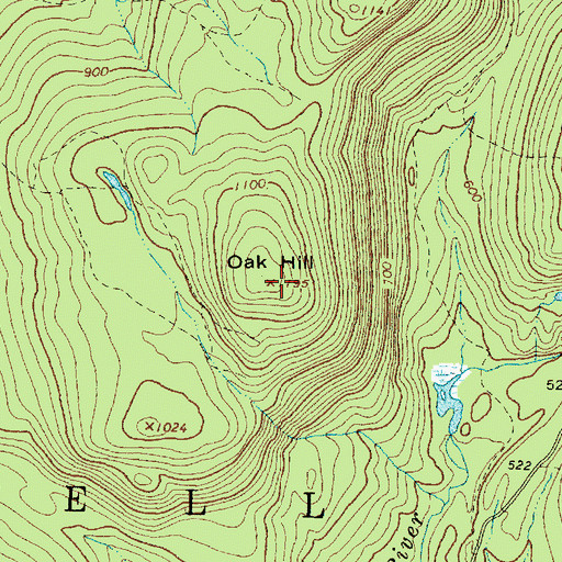 Topographic Map of Oak Hill, ME