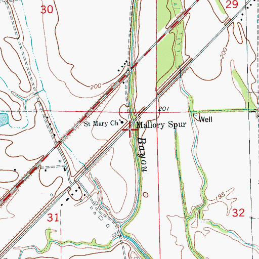 Topographic Map of Mallory Spur, AR