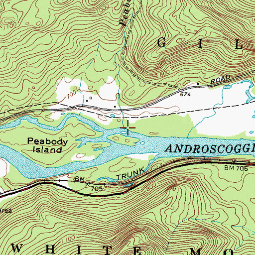 Topographic Map of Peabody Brook, ME