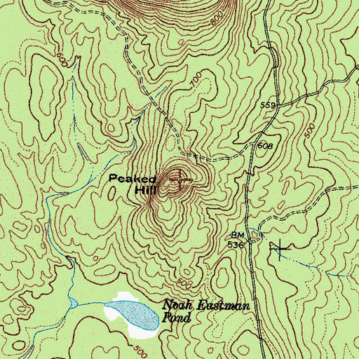 Topographic Map of Peaked Hill, ME