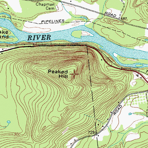Topographic Map of Peaked Hill, ME